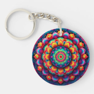 Farbiges geometrisches Mandala-Muster-342678 Schlüsselanhänger