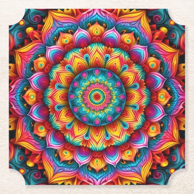 Farbiges geometrisches Mandala-Muster-342678 Untersetzer (Vorderseite)