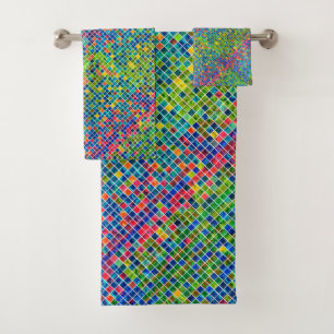Farbiges geometrisches Mosaikmuster 4 Badhandtuch Set