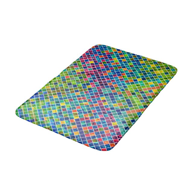 Farbiges geometrisches Muster 2 Badematte (Schrägansicht)
