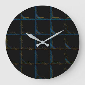 Farbiges geometrisches Muster auf schwarzem Hinter Große Wanduhr
