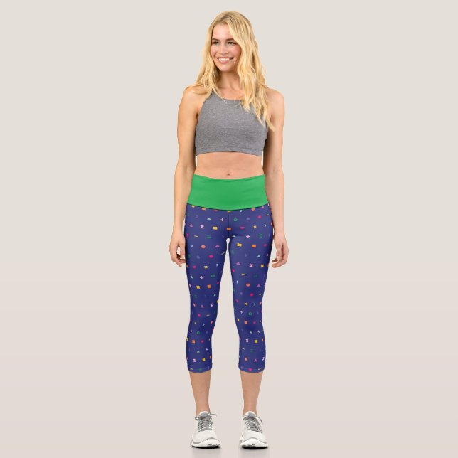 Farbiges geometrisches Muster Capri Leggings (Vorderseite)
