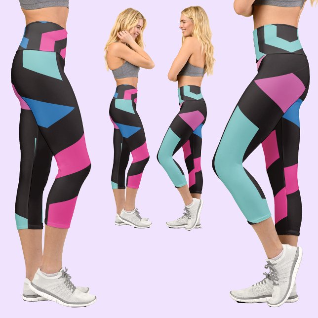 Farbiges geometrisches Muster Capri Leggings (Von Creator hochgeladen)
