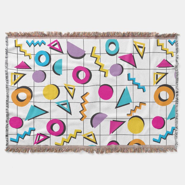 Farbiges geometrisches Muster der 80er Jahre Decke (Vorderseite)