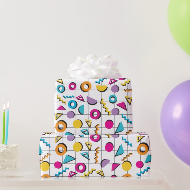Farbiges geometrisches Muster der 80er Jahre Geschenkpapier (Partygeschenke)