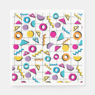 Farbiges geometrisches Muster der 80er Jahre Serviette