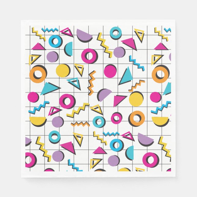Farbiges geometrisches Muster der 80er Jahre Serviette (Vorderseite)