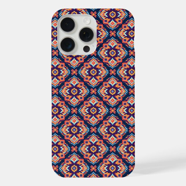 Farbiges geometrisches Muster der Aztec iPhone 15 Pro Max Hülle (Rückseite)