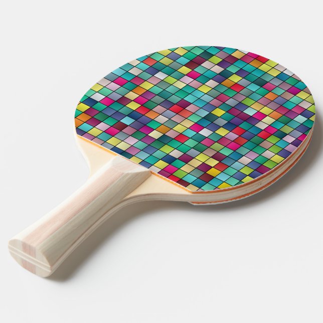 Farbiges geometrisches Muster der Mosaike Tischtennis Schläger (Vorderseite)