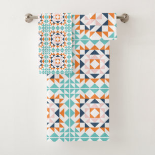 Farbiges geometrisches Muster des modernen Quilt-B Badhandtuch Set