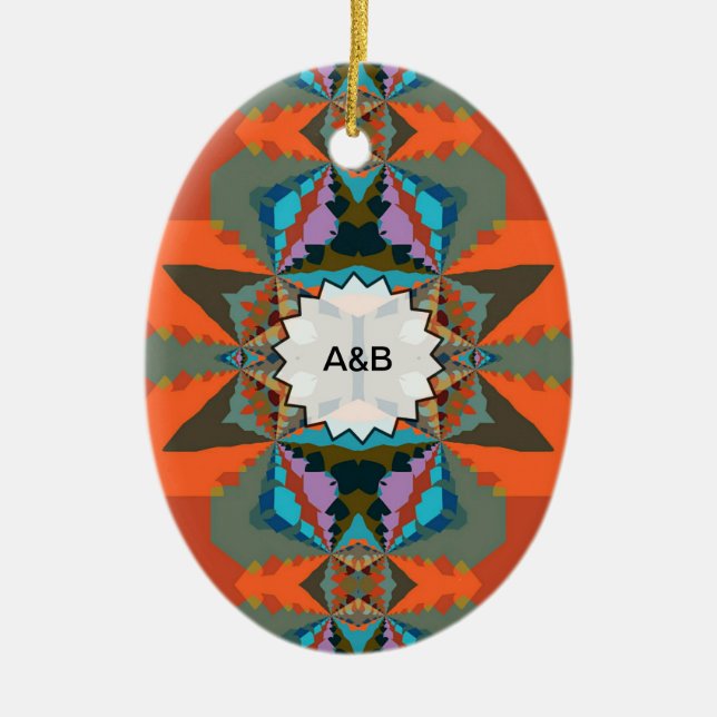 Farbiges geometrisches Muster des südlichen Wester Keramik Ornament (Vorne)