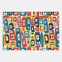 Farbiges geometrisches Muster Geschenkpapier Set