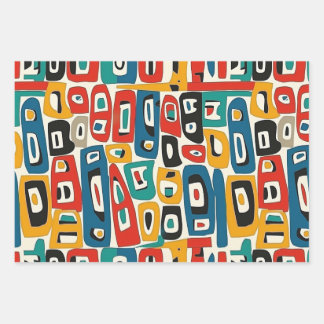 Farbiges geometrisches Muster Geschenkpapier Set