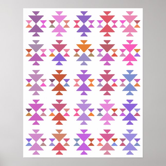 Farbiges geometrisches Muster in Lila Farben Poster (Vorne)