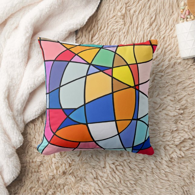 Farbiges geometrisches Muster Kissen (Decke)