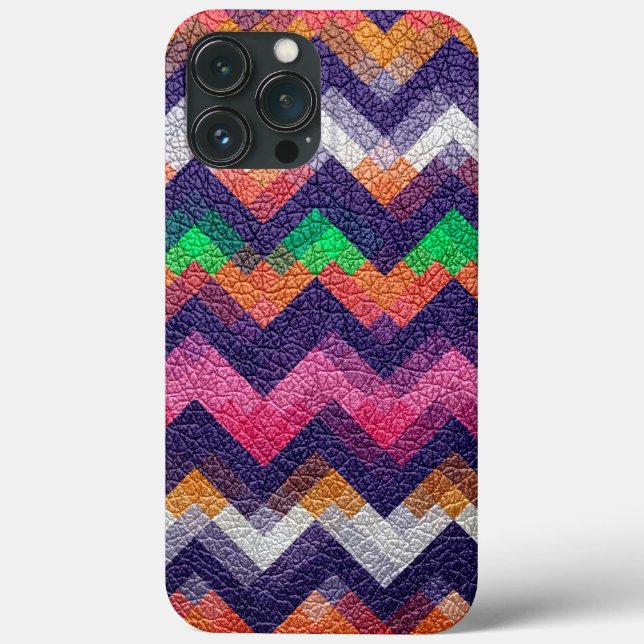 Farbiges geometrisches Muster - Leather Look Case-Mate iPhone Hülle (Rückseite)