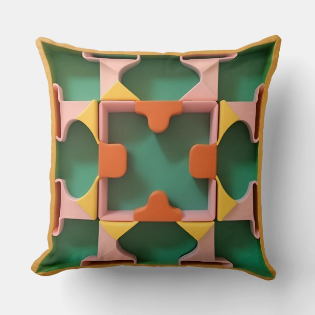 Farbiges geometrisches Muster mit dynamischen Form Kissen (Vorderseite)