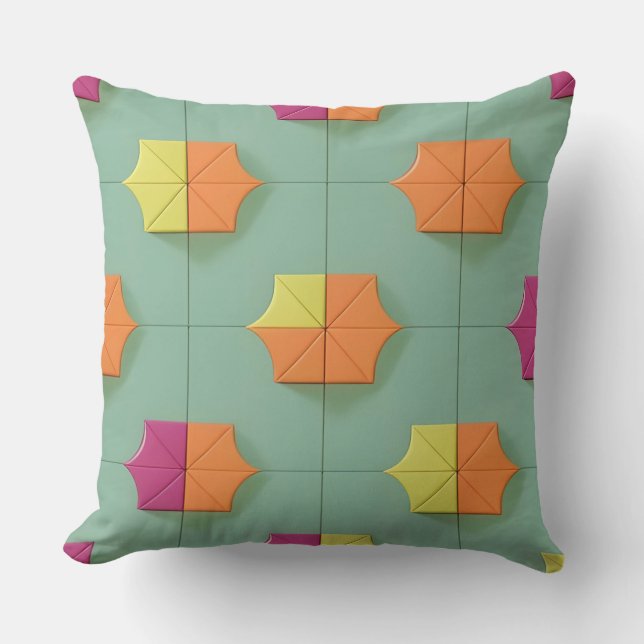 Farbiges geometrisches Muster mit dynamischen Form Kissen (Vorderseite)