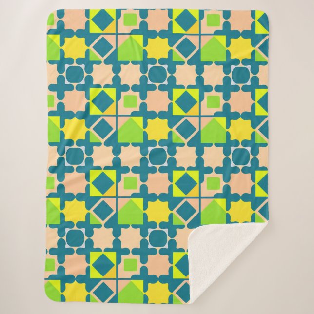 Farbiges geometrisches Muster mit dynamischen Form Sherpadecke (Vorderseite)