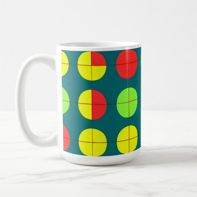Farbiges geometrisches Muster mit grün, rot Kaffeetasse (Links)
