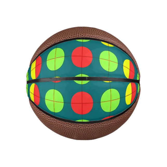 Farbiges geometrisches Muster mit grün, rot Mini Basketball (Vorderseite)