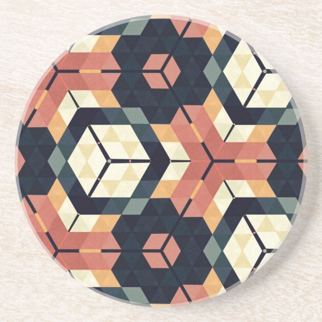 Farbiges geometrisches Muster mit Hexagon Square Getränkeuntersetzer (Vorne)