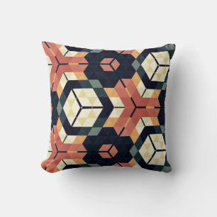 Farbiges geometrisches Muster mit Hexagon Square Kissen
