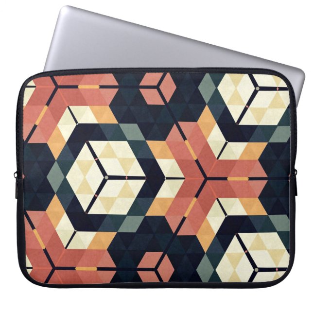 Farbiges geometrisches Muster mit Hexagon Square Laptopschutzhülle (Vorderseite)