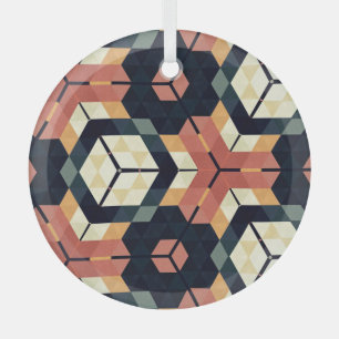 Farbiges geometrisches Muster mit Hexagon Square Ornament Aus Glas