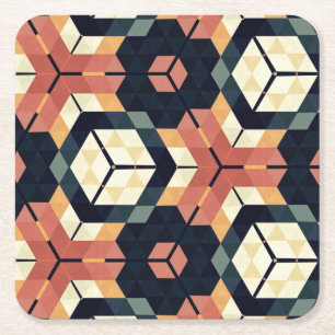 Farbiges geometrisches Muster mit Hexagon Square Rechteckiger Pappuntersetzer