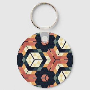 Farbiges geometrisches Muster mit Hexagon Square Schlüsselanhänger