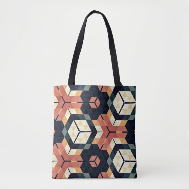 Farbiges geometrisches Muster mit Hexagon Square Tasche (Vorderseite)