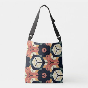 Farbiges geometrisches Muster mit Hexagon Square Tragetaschen Mit Langen Trägern
