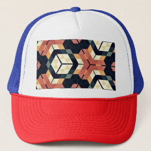 Farbiges geometrisches Muster mit Hexagon Square Truckerkappe