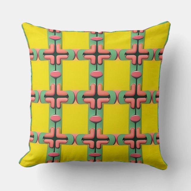 Farbiges geometrisches Muster mit symmetrischem De Kissen (Vorderseite)