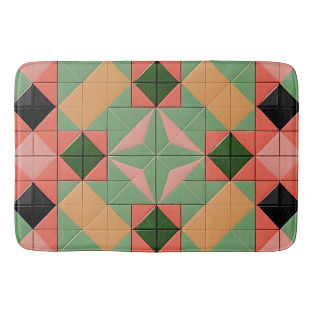 Farbiges geometrisches Muster mit symmetrischem Qu Badematte (Vorderseite)
