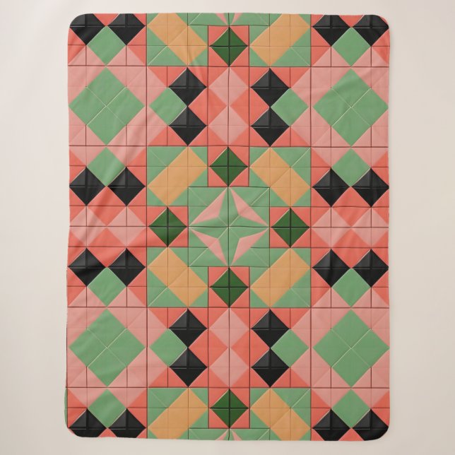 Farbiges geometrisches Muster mit symmetrischem Qu Sherpadecke (Vorderseite)