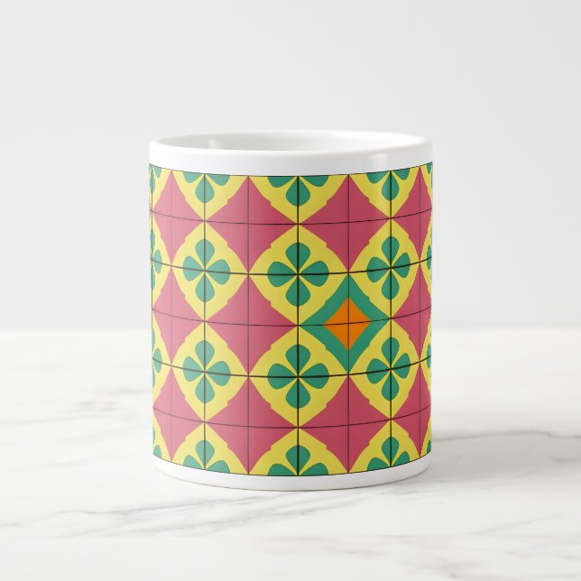 Farbiges geometrisches Muster mit symmetrischer Fo Jumbo-Tasse (Vorderseite)
