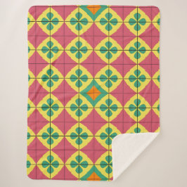 Farbiges geometrisches Muster mit symmetrischer Fo Sherpadecke