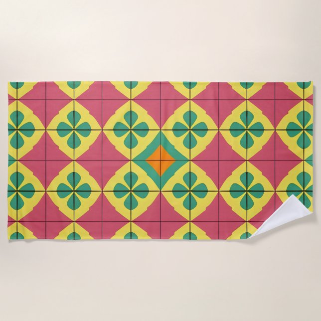 Farbiges geometrisches Muster mit symmetrischer Fo Strandtuch (Vorderseite)