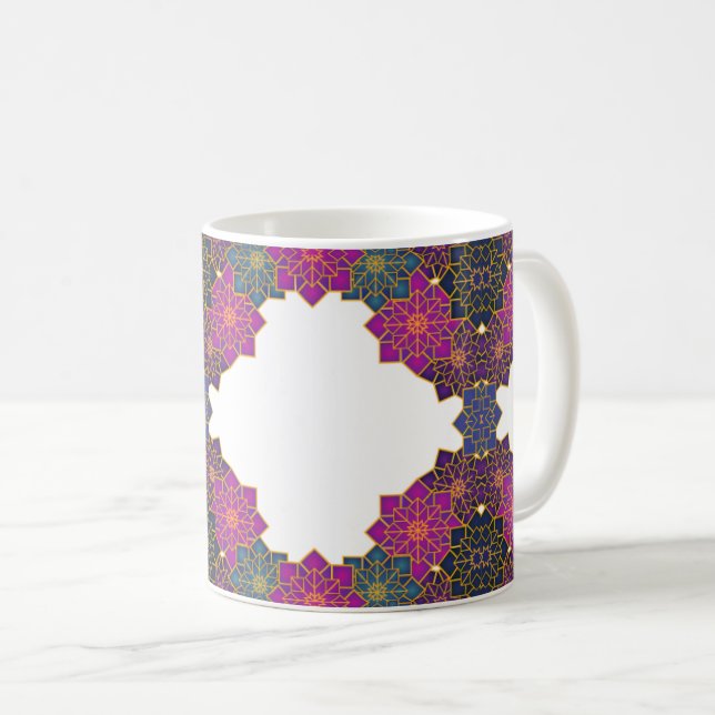 Farbiges geometrisches Muster Rosa, Grün Kaffeetasse (VorderseiteRechts)