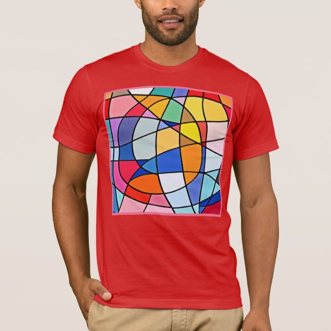 Farbiges geometrisches Muster T-Shirt (Vorderseite)