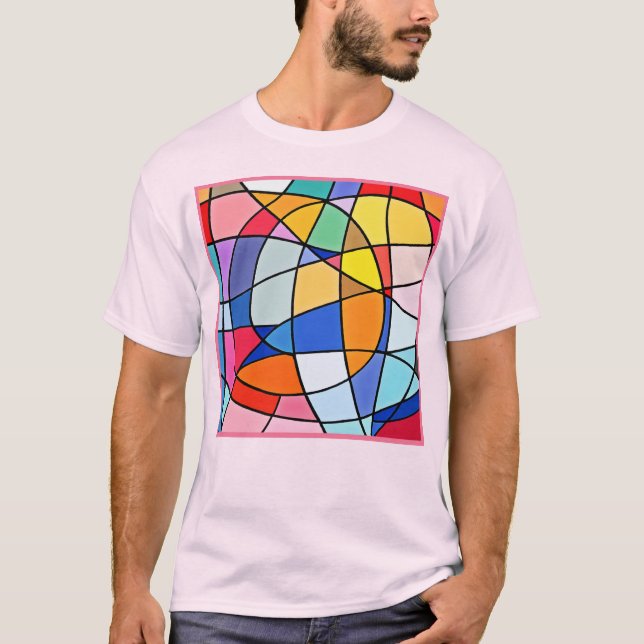 Farbiges geometrisches Muster T-Shirt (Vorderseite)