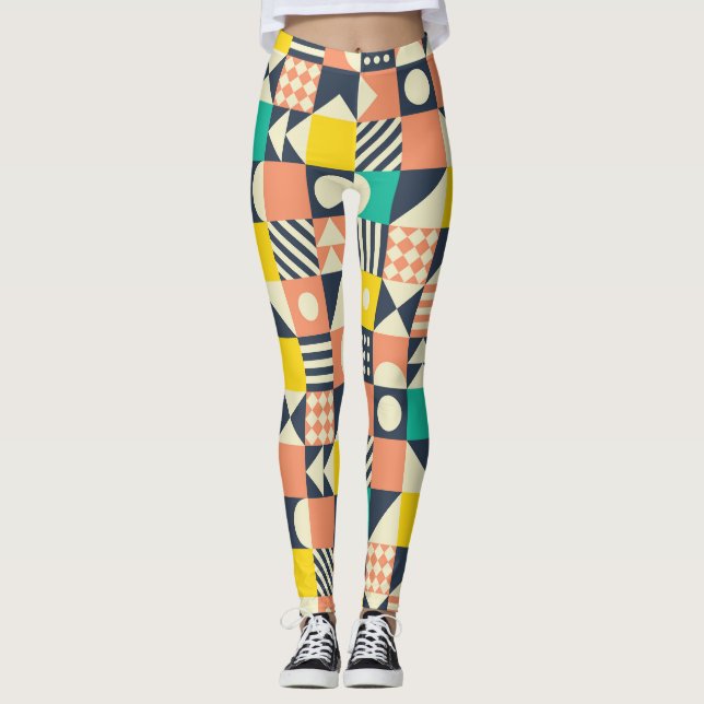 Farbiges geometrisches nahtloses Muster Leggings (Vorderseite)