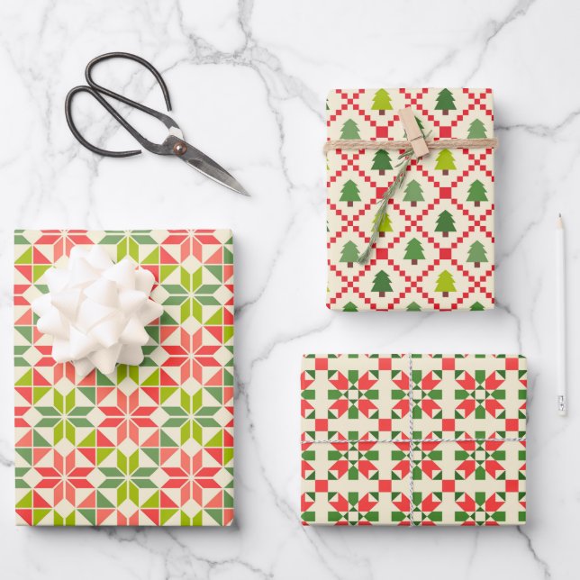 Farbiges geometrisches Papier für Weihnachten (Vorderseite)