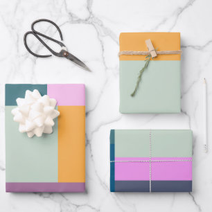 Farbiges geometrisches Patchwork in Sage Yellow Li Geschenkpapier Set