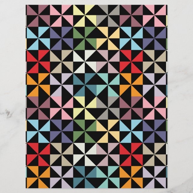 Farbiges geometrisches Pinwheel schwarzes Scrapboo (Vorderseite)