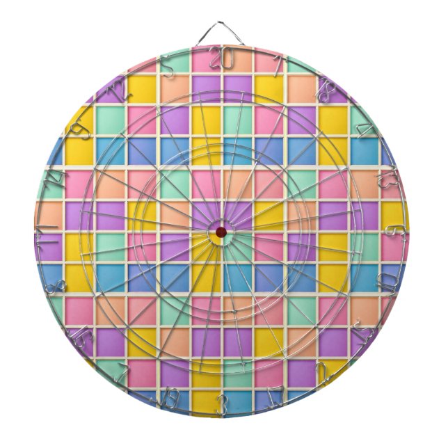 Farbiges geometrisches Raster Dartscheibe (vorne)