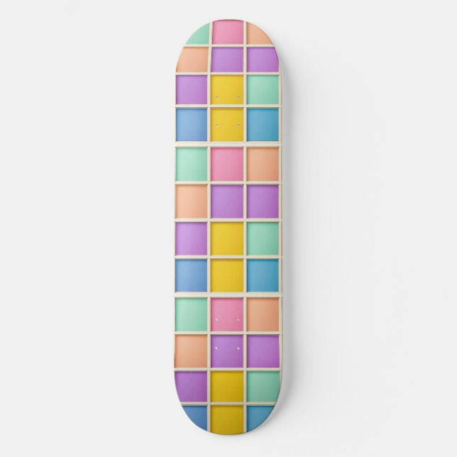 Farbiges geometrisches Raster Skateboard (Vorderseite)