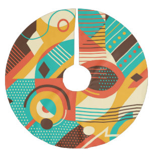 Farbiges geometrisches Retro: Vintage Abstraktion. Polyester Weihnachtsbaumdecke